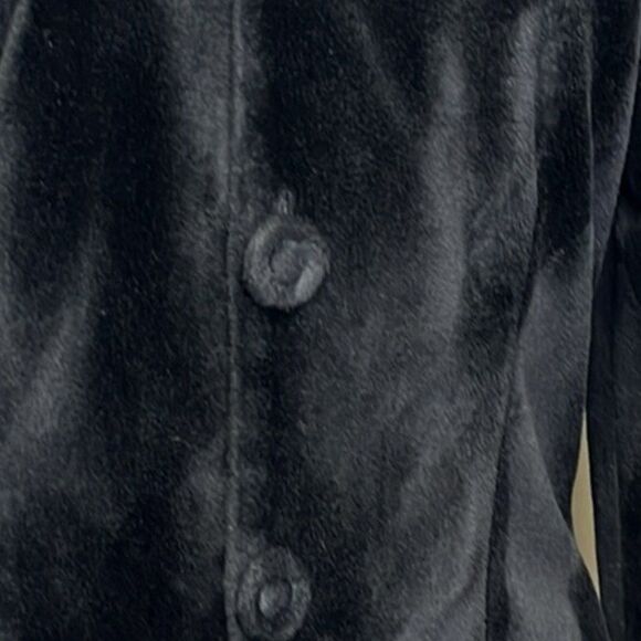 Vintage 80's/90's Y2K Black Velour Button Front Long Sleeve Collared Top Medium - Picture 9 of 14